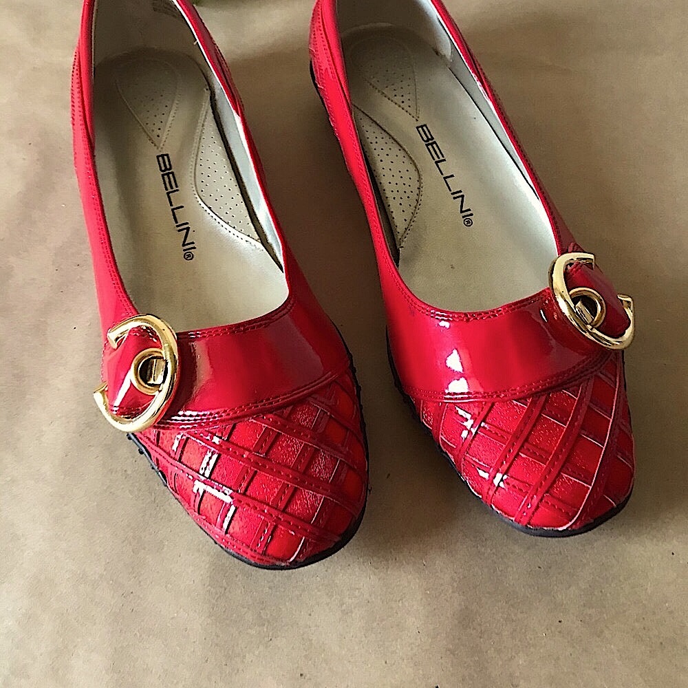 Bellini Red slip on flats comfortable patent leather style